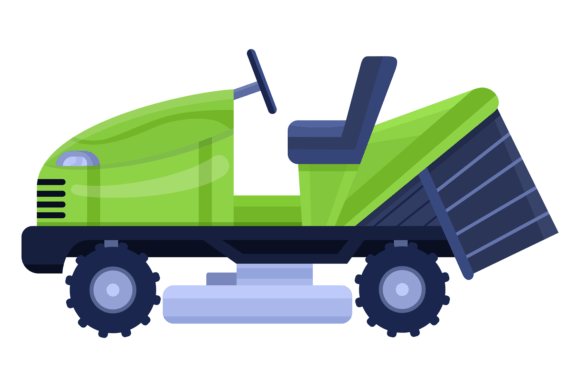 Download Riding Mower Cartoon Icon. Lawn Cutting - Premium Resources