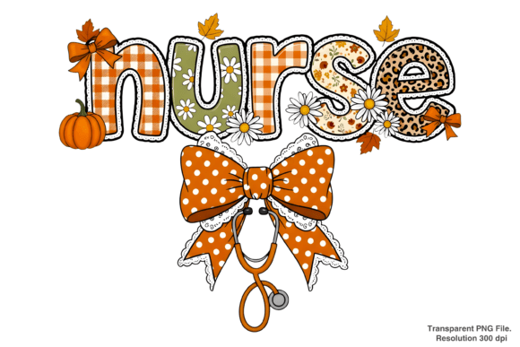 Download Preppy Coquette Fall Pumpkin Nurse PNG - Fall Collection